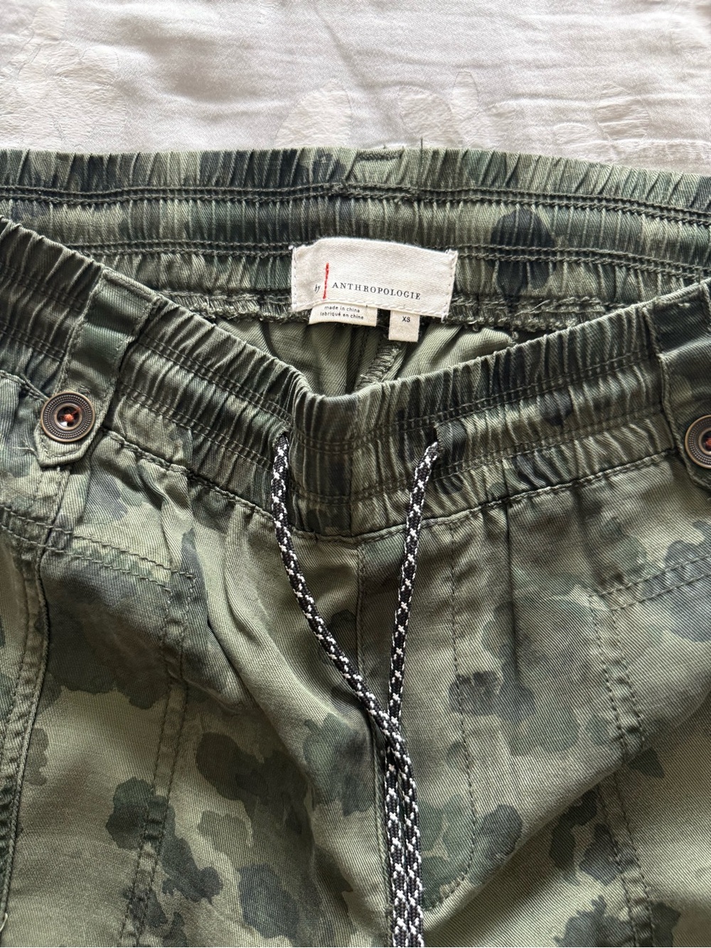 Anthropologie Olive Green Camo Track Joggers - Picture 3 of 4